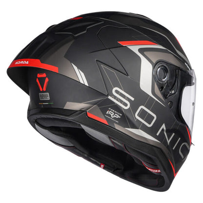 KORDA SONIC GP ROADLION MATT BLACK RED W/P HELMET (Dual visor)