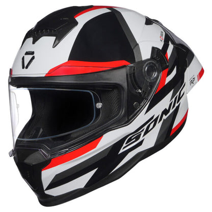 KORDA SONIC GP MOZE GLOSS WHITE RED  W/P HELMET (Dual visor)