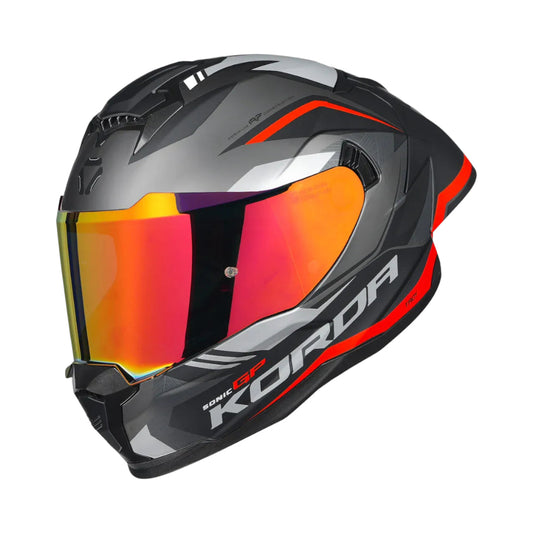 KORDA SONIC GP TROY MATT RED HELMET (Dual visor)- Free Smoke Visor