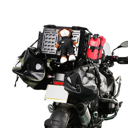 MH MOTO ADVENTURE ALUMINIUM TOP BOX - 45 Ltrs WITH INTEGRATED  MOLLE EXPANSION SIDE OPNABLE TRAY