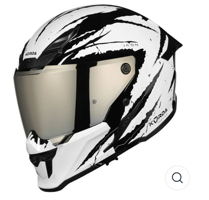 KORDA ICON FALLOUT GLOSS WHITE HELMET(Dual visor)