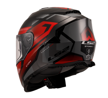 LS2 FF800 Storm II Kronos Gloss Red Grey Helmet (D Ring)