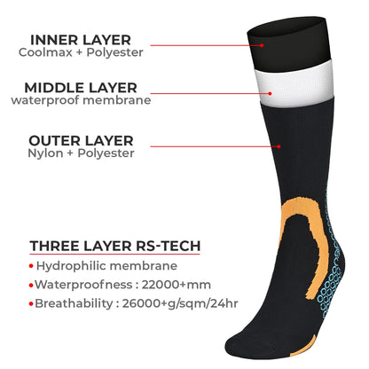 RANDY SUN – WATERPROOF SOCKS KNEE HIGH -X216 (ORANGE/BLACK)