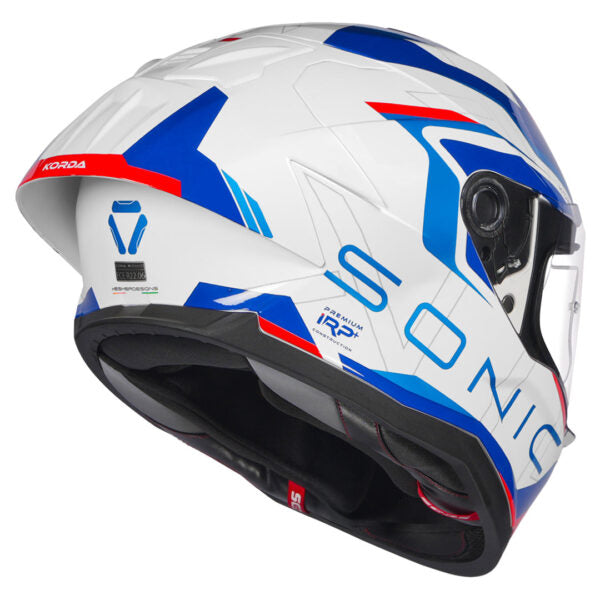 KORDA SONIC GP ROADLION GLOSS BLUE RED W/P HELMET (Dual visor)