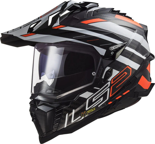 LS2 MX701 EXPLORER Carbon EDGE Gloss Black HIVIZ ORANGE  Helmet
