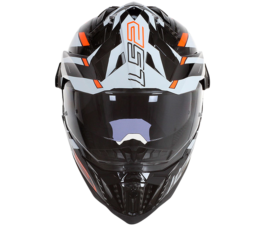 LS2 MX701 EXPLORER Carbon EDGE Gloss Black HIVIZ ORANGE  Helmet