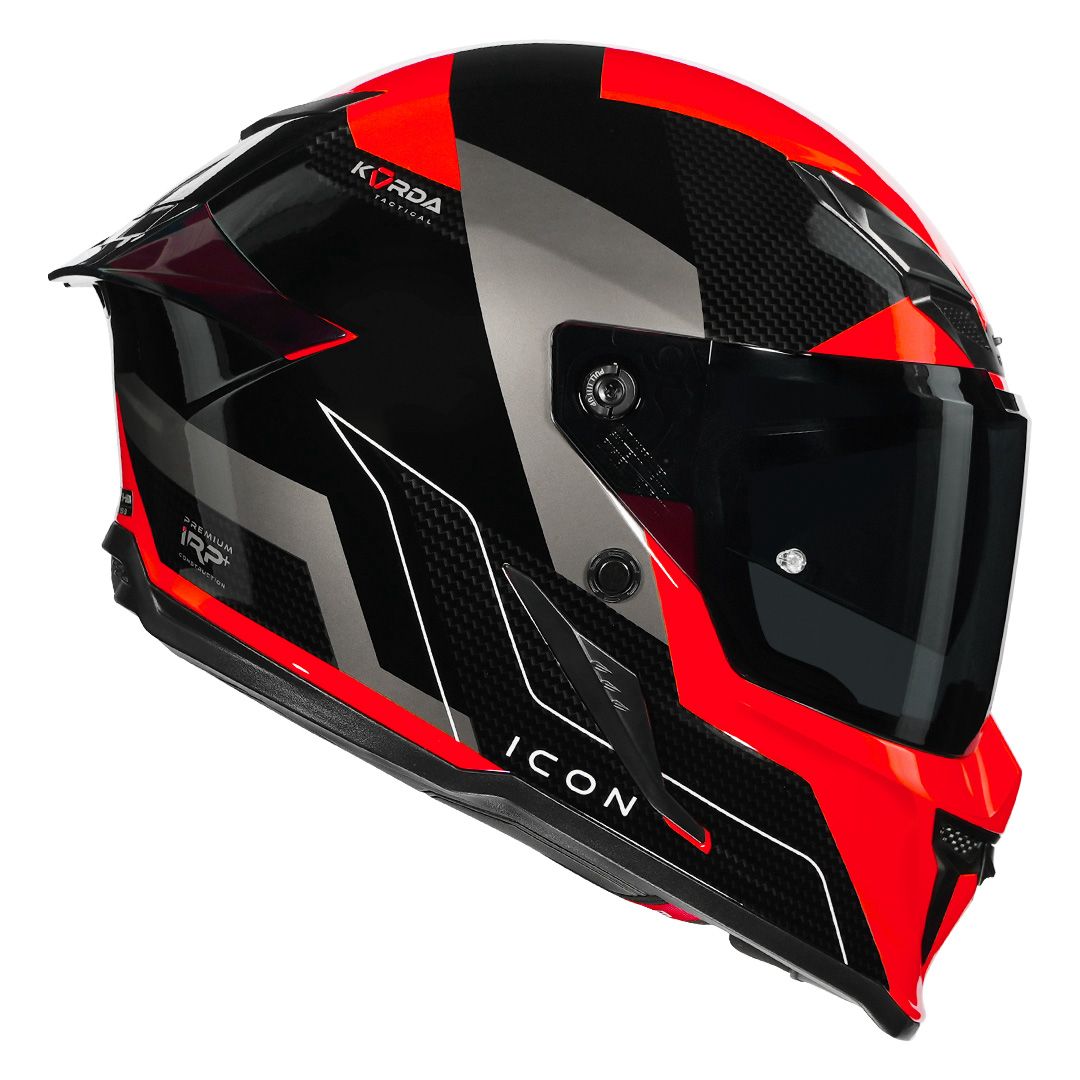 KORDA ICON NYX GLOSS BLACK RED HELMET (Dual visor)