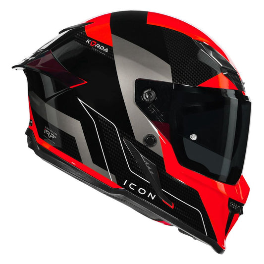 KORDA ICON NYX GLOSS BLACK RED HELMET (Dual visor)
