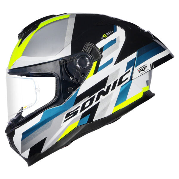 KORDA SONIC GP MOZE GLOSS GREY FLO YELLOW  W/P HELMET (Dual visor)