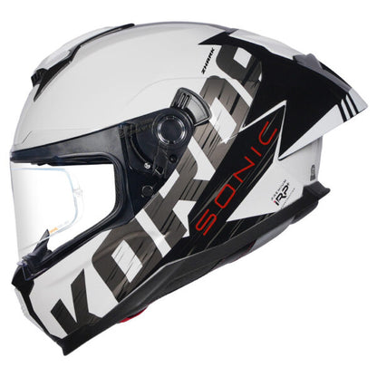 KORDA SONIC GP ZHARK GLOSS BLACK WHITE W/P HELMET (Dual visor)