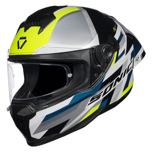KORDA SONIC GP MOZE GLOSS GREY FLO YELLOW  W/P HELMET (Dual visor)