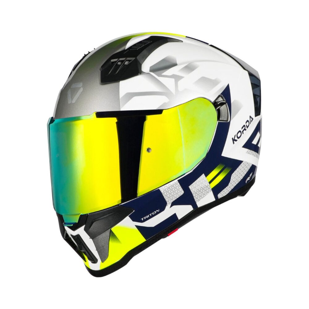 KORDA EVO TRITON HELMETS- GLOSS WHITE BLUE FL GREEN