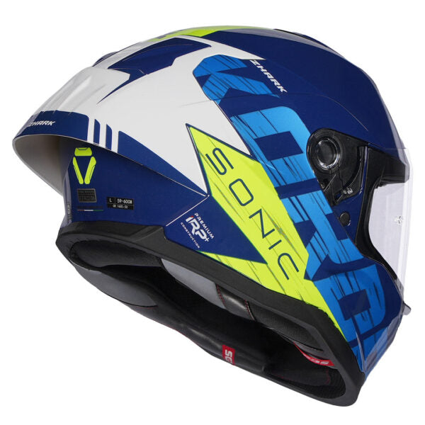 KORDA SONIC GP ZHARK GLOSS  WHITE BLUE W/P HELMET (Dual visor)