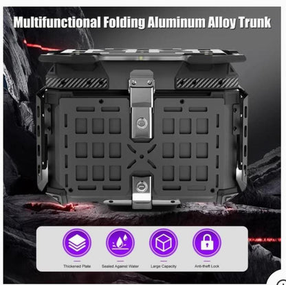 MH MOTO ADVENTURE ALUMINIUM TOP BOX - 45 Ltrs WITH INTEGRATED  MOLLE EXPANSION SIDE OPNABLE TRAY