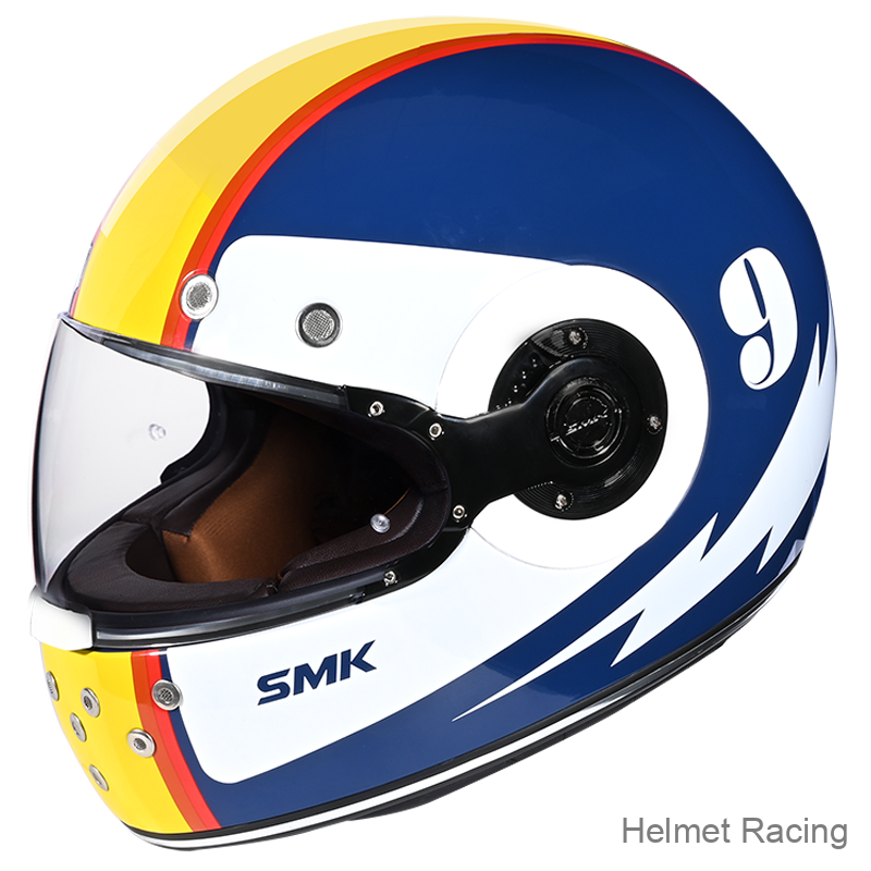 SMK Retro Ranko Electro Blue Gloss (GL514) Helmet - AH Helmets