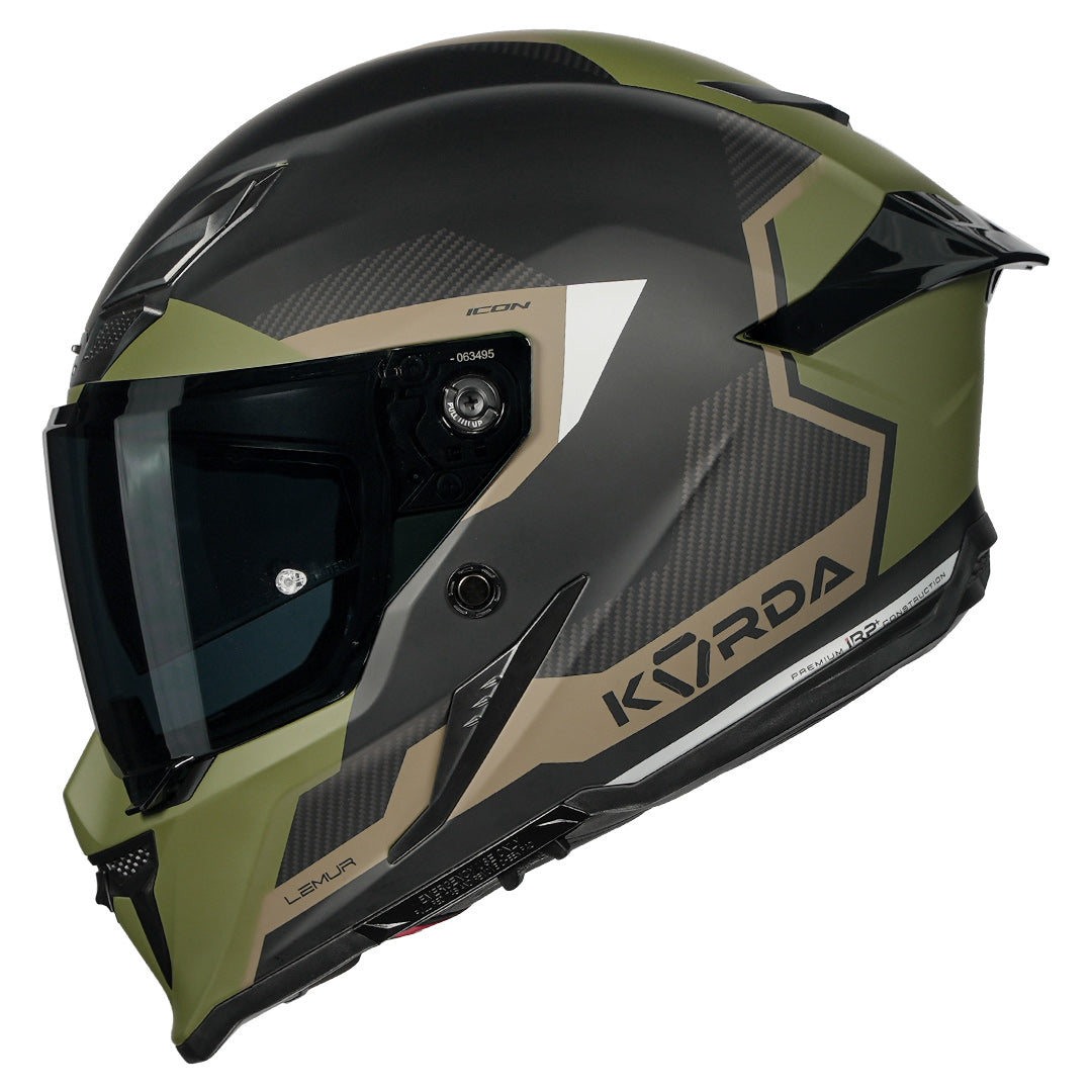 KORDA ICON LEMUR A MATT Millitary Green  HELMET (Dual visor)