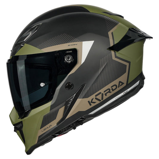 KORDA ICON LEMUR A MATT Millitary Green  HELMET (Dual visor)