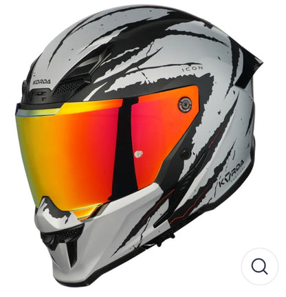 KORDA ICON FALLOUT MATT SILVER HELMET(Dual visor)