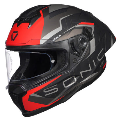 KORDA SONIC GP ROADLION MATT BLACK RED W/P HELMET (Dual visor)