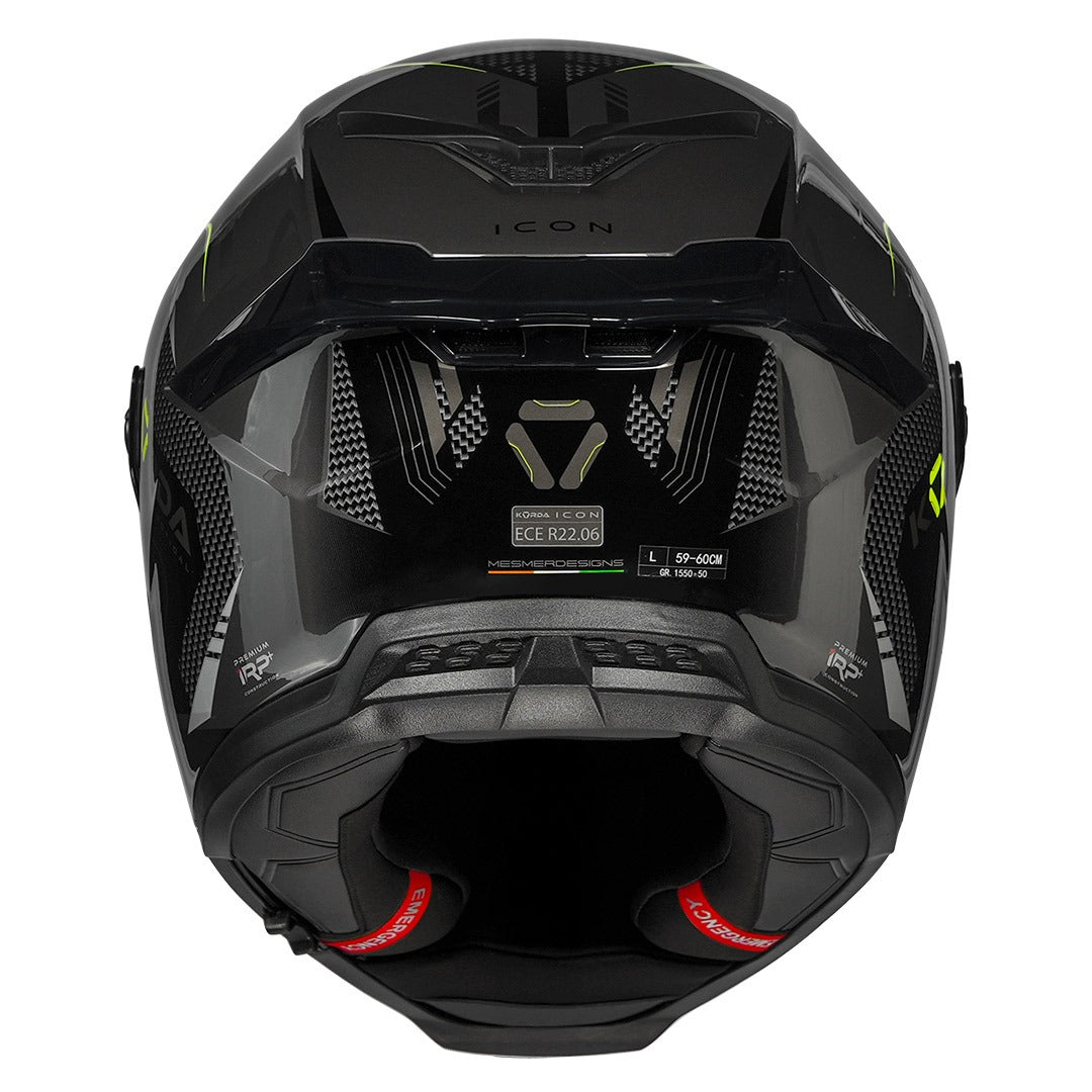 KORDA ICON STRIKE GLOSS FLO YELLOW HELMET (Dual visor)