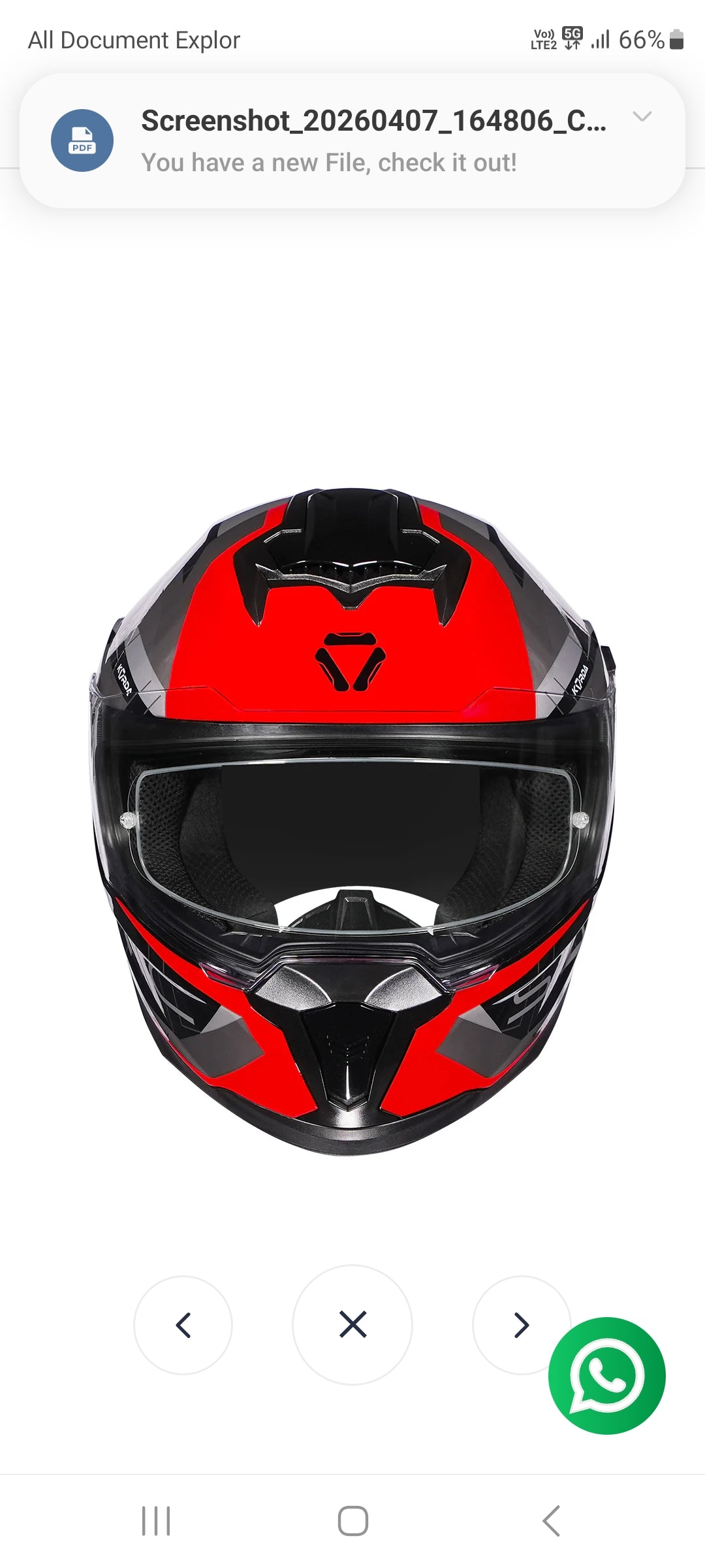 KORDA SONIC GP ROADLION GLOSS BLACK RED W/P HELMET (Dual visor)