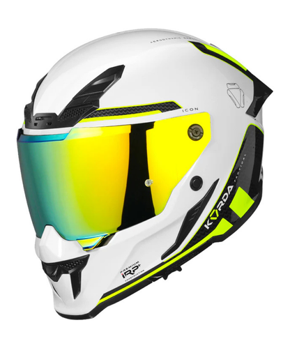 KORDA ICON TOKIO GLOSS WHITE FLO.YELLOW HELMET (Dual visor)