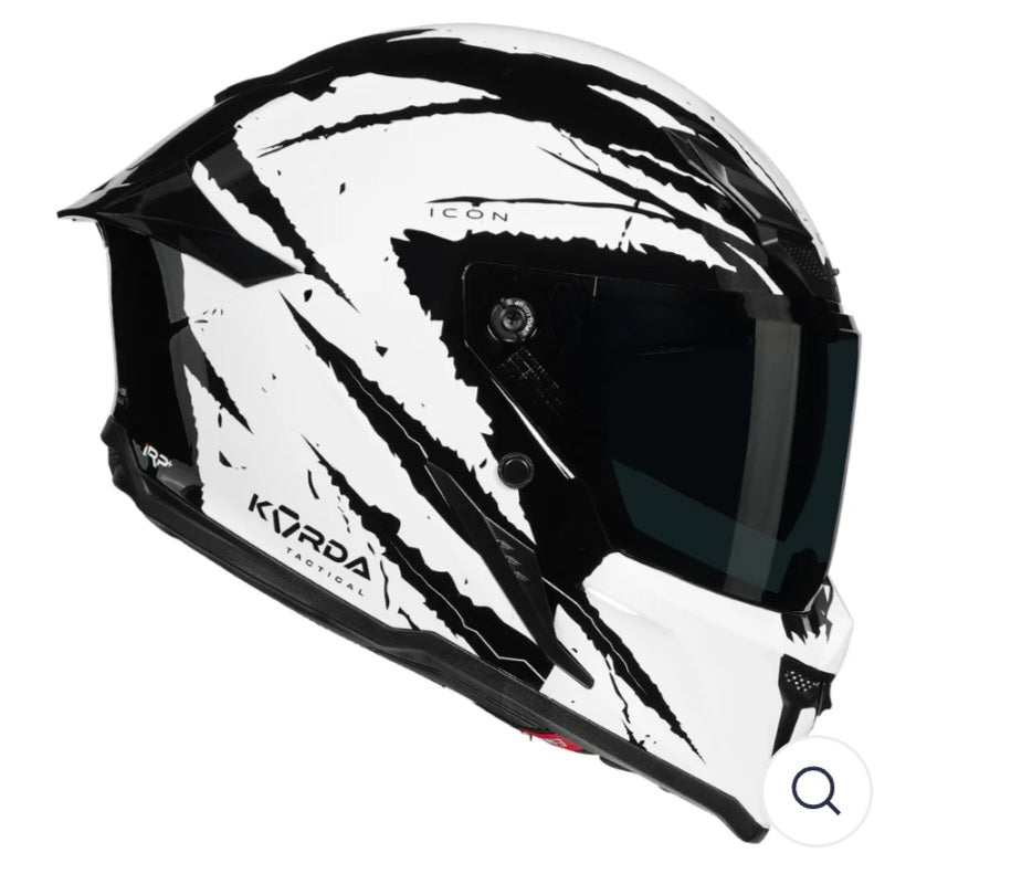 KORDA ICON FALLOUT GLOSS WHITE HELMET(Dual visor)