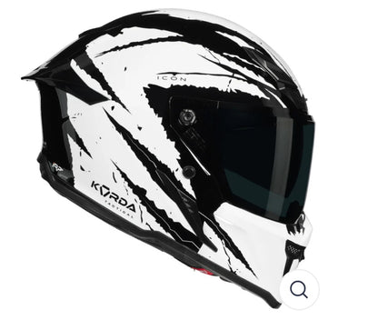 KORDA ICON FALLOUT GLOSS WHITE HELMET(Dual visor)
