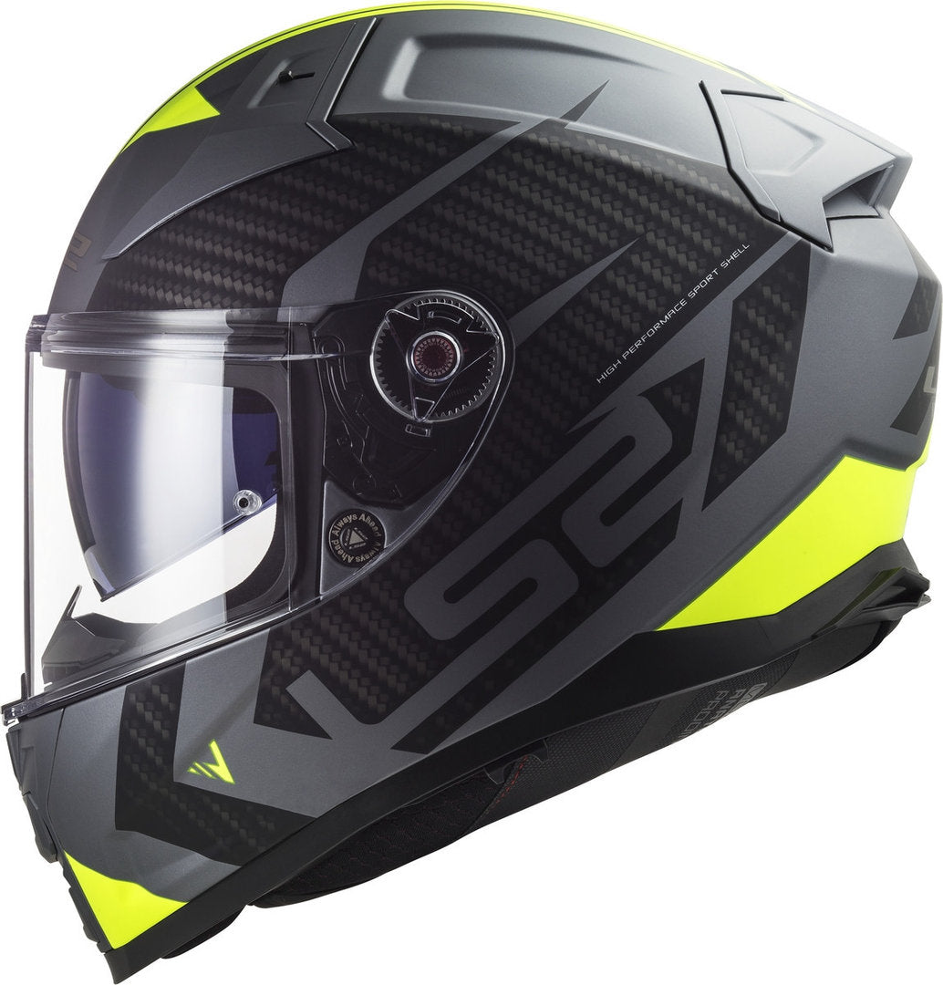LS2 FF811 Vector II Splitter Matt Titanium hiviz yellow Helmets - AH Helmets