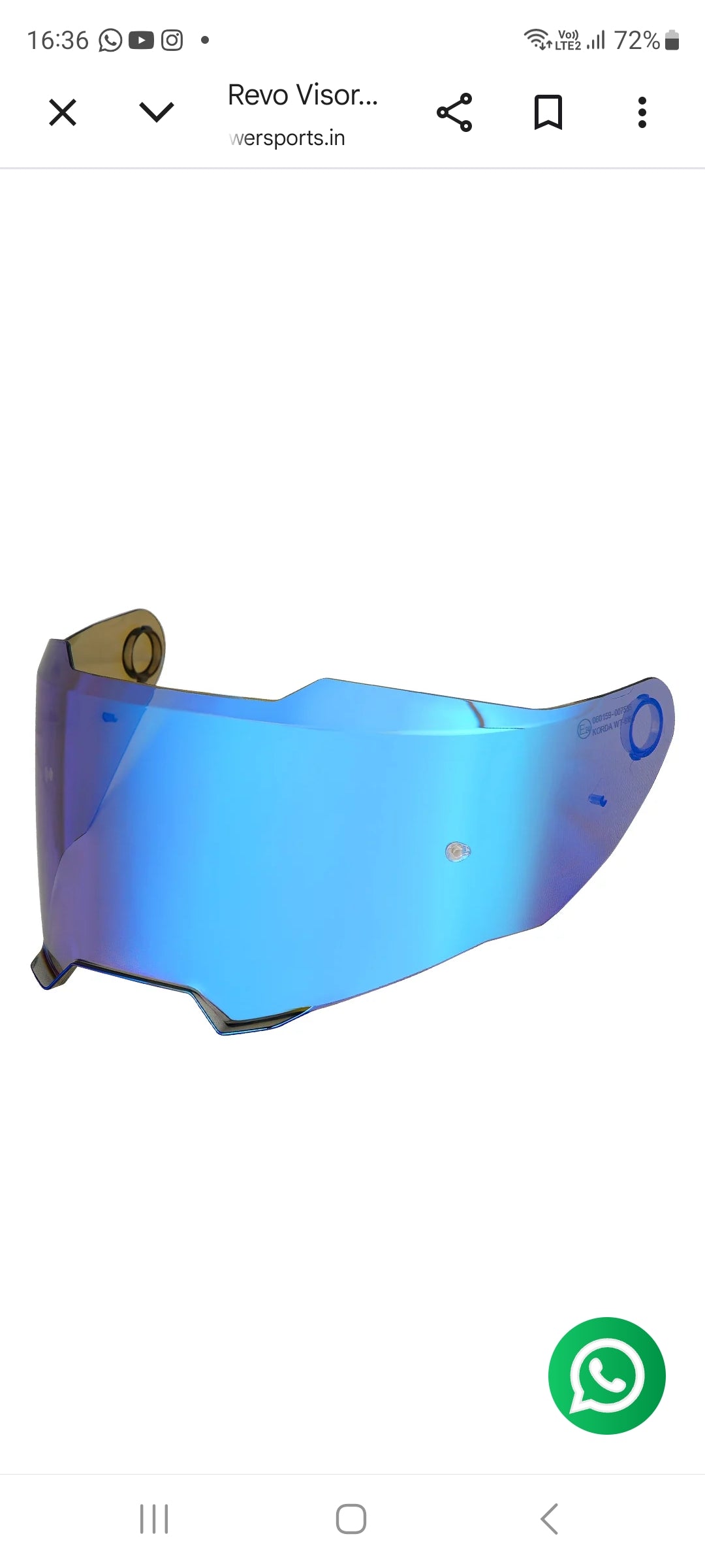 REVO VISOR FOR KORDA SONIC GP HELMET