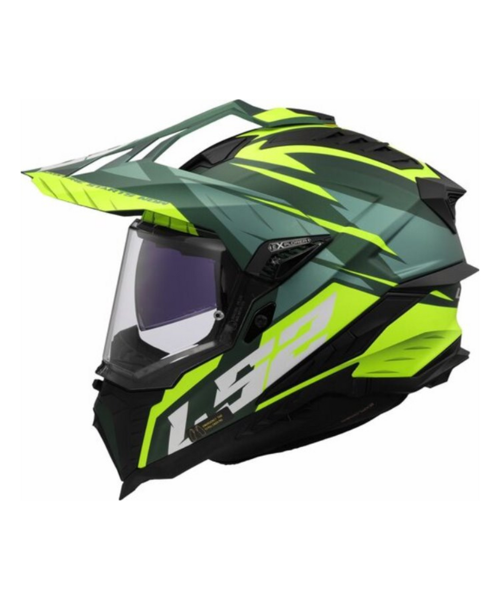 LS2 MX701 EXPLORER Spire Gloss Hi Viz Green Helmets - AH Helmets