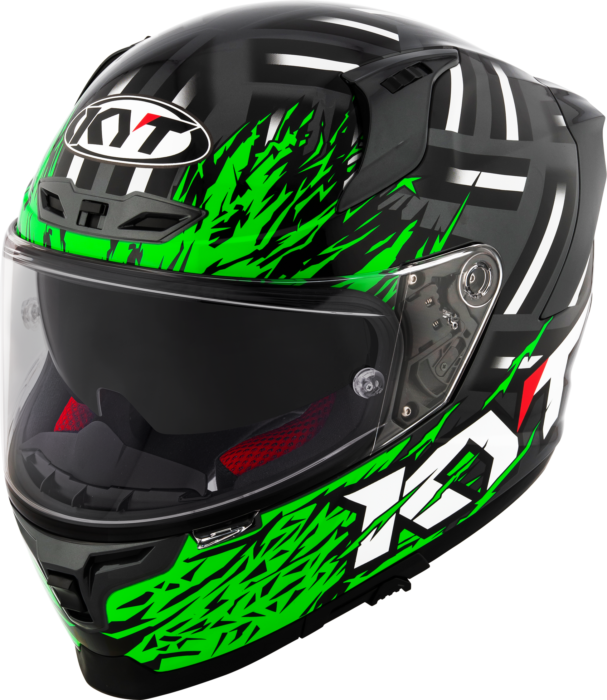 KYT Striker 2V FLAMING ANTHRACITE GREEN Helmet - AH Helmets