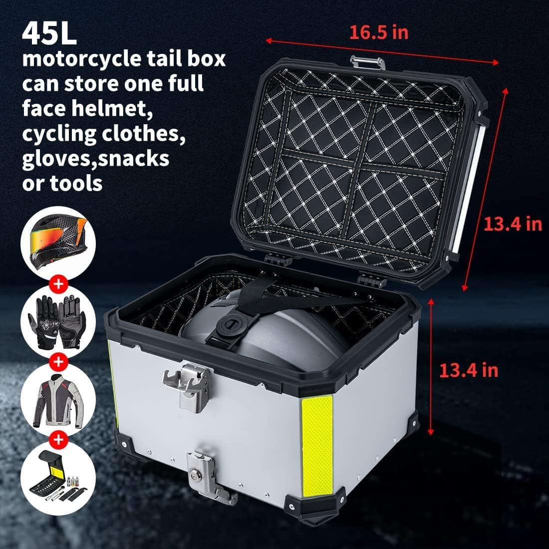 MH Moto Aluminium 45L Top box With Backrest