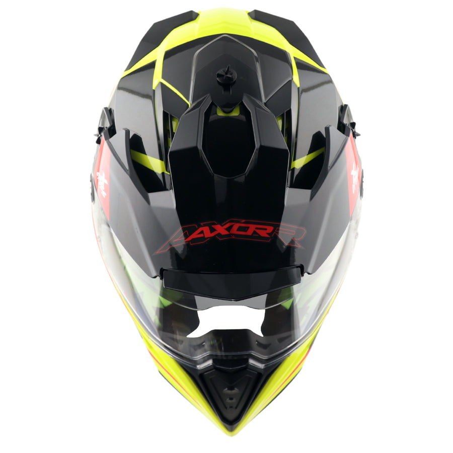 Axor X-Cross Dual Visor FlagsOff Gloss Neon Yellow Black Helmet