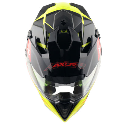Axor X-Cross Dual Visor FlagsOff Gloss Neon Yellow Black Helmet