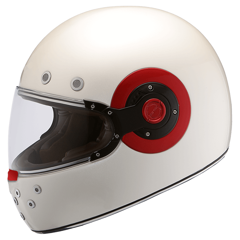 SMK RETRO RANKO SOLID WHITE HELMET With Red Ring (GL130)