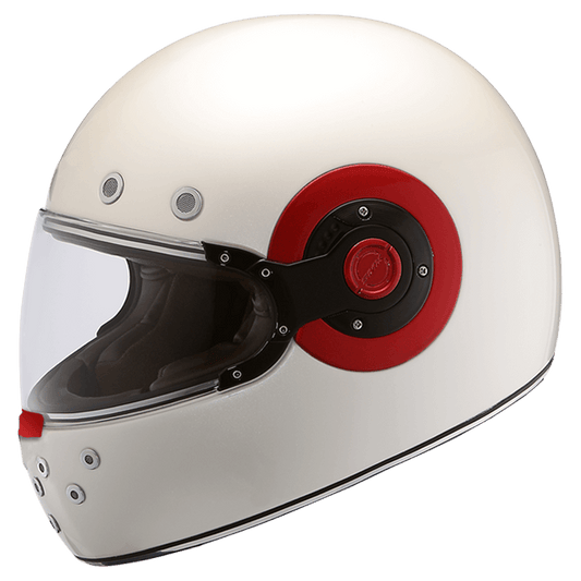 SMK RETRO RANKO SOLID WHITE HELMET With Red Ring (GL130)