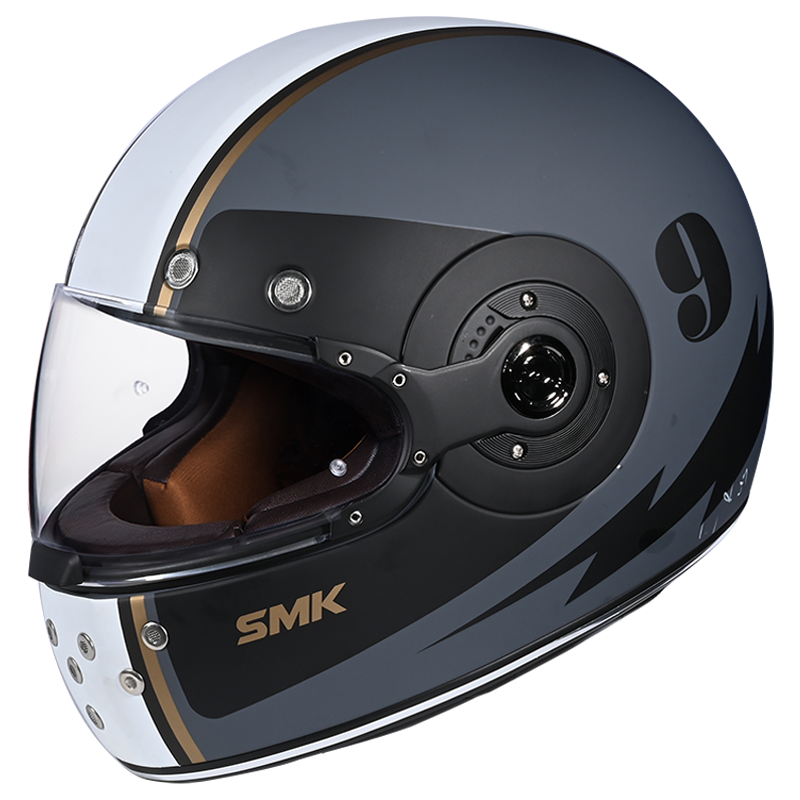 SMK Retro Ranko Electro Grey White Gloss (GL621) Helmet - AH Helmets