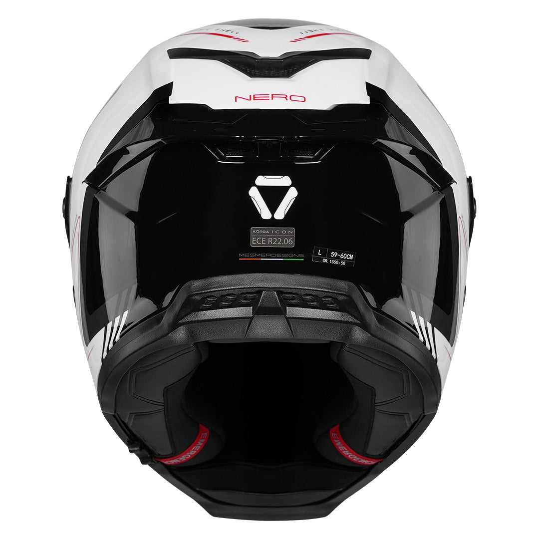 KORDA ICON NERO GLOSS  WHITE RED HELMET (Dual visor)
