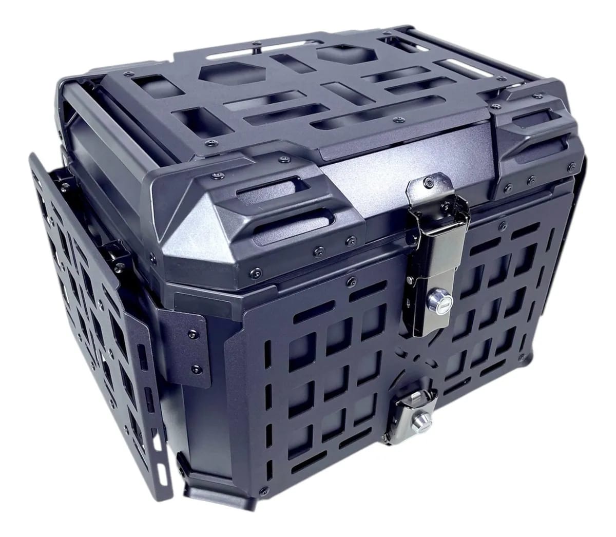 MH MOTO ADVENTURE ALUMINIUM TOP BOX - 45 Ltrs WITH INTEGRATED  MOLLE EXPANSION SIDE OPNABLE TRAY