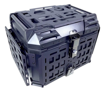 MH MOTO ADVENTURE ALUMINIUM TOP BOX - 45 Ltrs WITH INTEGRATED  MOLLE EXPANSION SIDE OPNABLE TRAY