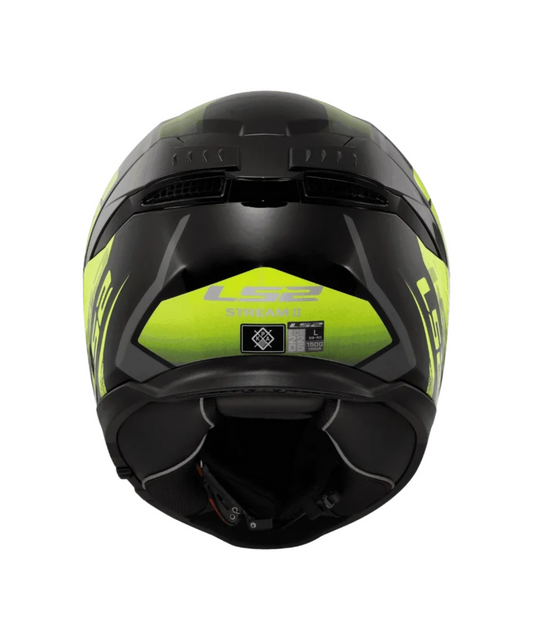 LS2 FF320 STREAM II FURY GLOSS Black HI VIZ Yellow -06 - AH Helmets