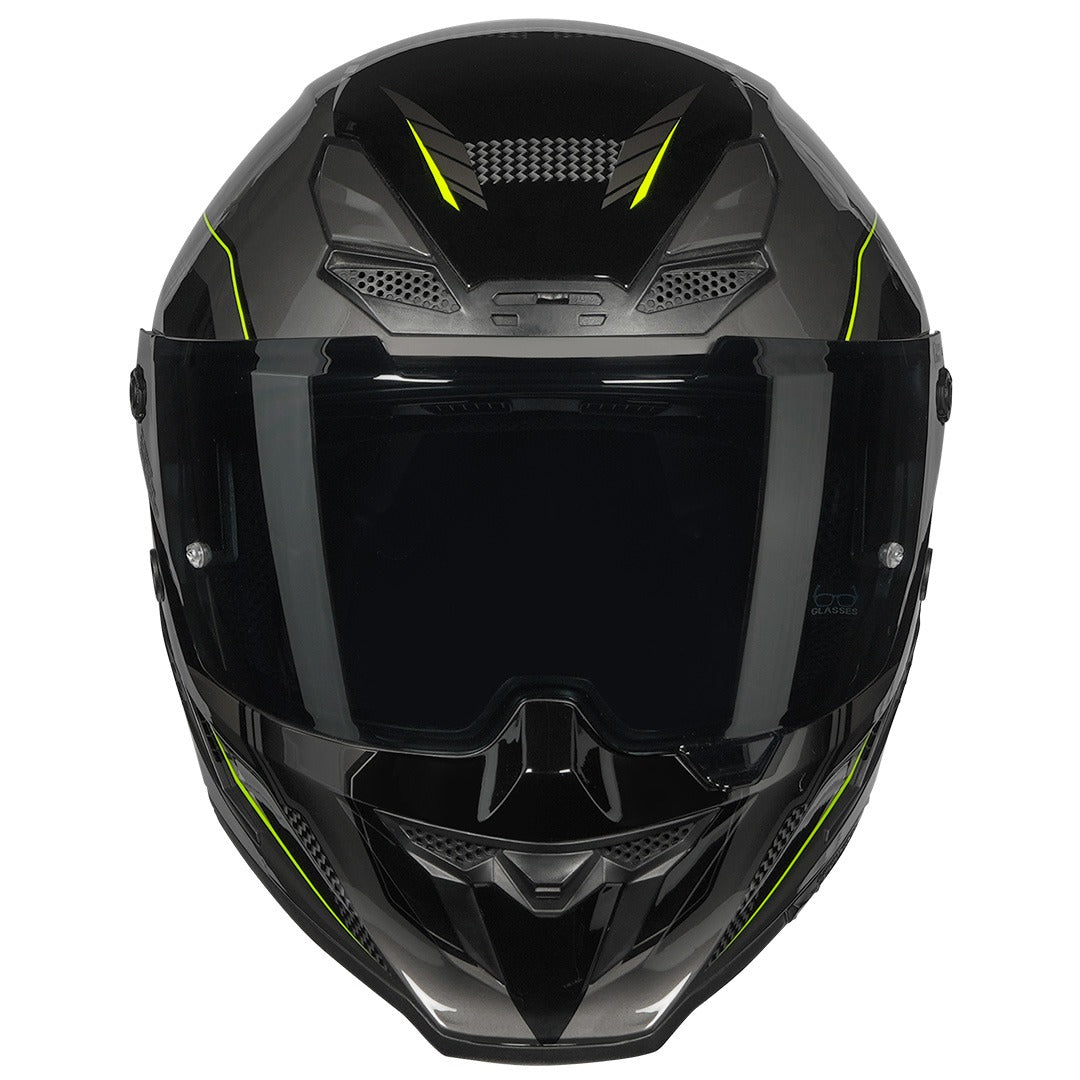 KORDA ICON STRIKE GLOSS FLO YELLOW HELMET (Dual visor)