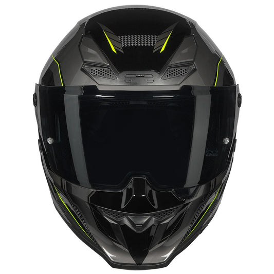 KORDA ICON STRIKE GLOSS FLO YELLOW HELMET (Dual visor)
