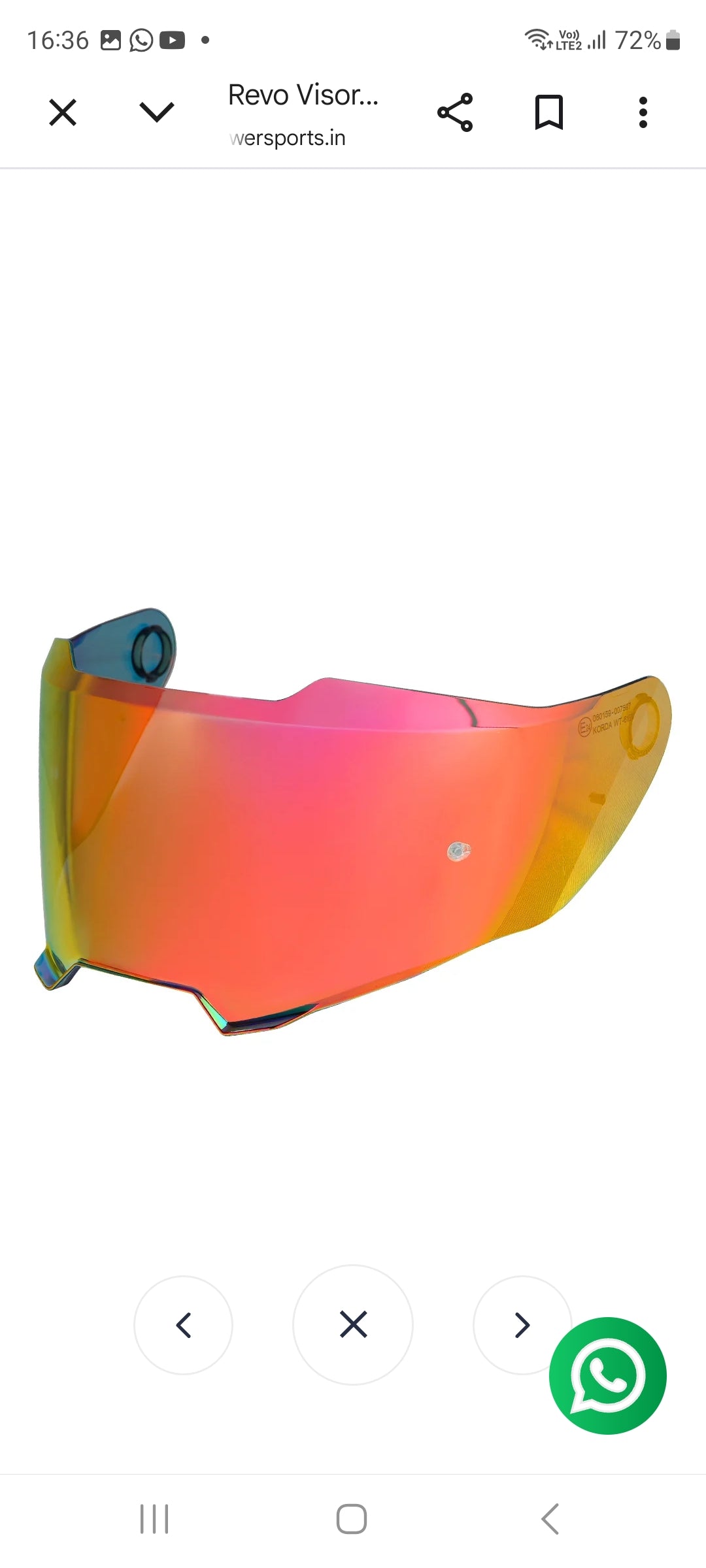 REVO VISOR FOR KORDA SONIC GP HELMET