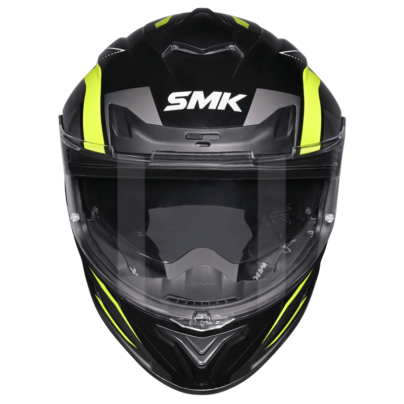 SMK Typhoon Azonix Gloss Black Hiviz yellow Helmet (MA264) ECE 22-06