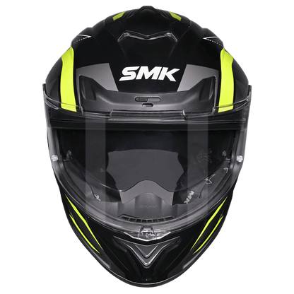 SMK Typhoon Azonix Gloss Black Hiviz yellow Helmet (MA264) ECE 22-06
