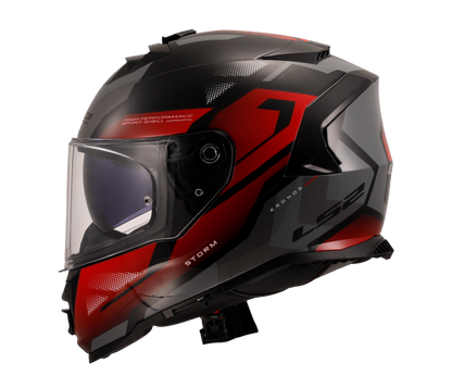 LS2 FF800 Storm II Kronos Gloss Red Grey Helmet (D Ring)