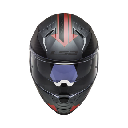 LS2 FF811 Vector II Splitter Matt Titanium Red Helmets - AH Helmets