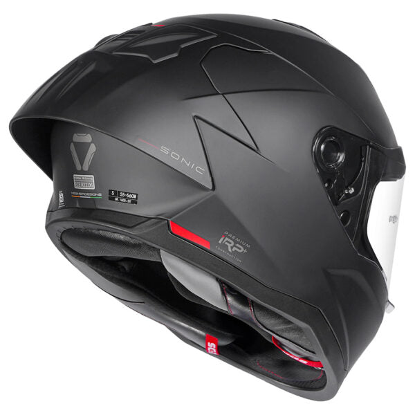 KORDA SONIC GP SOLID MATT BLACK W/P HELMET (Dual visor)